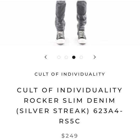 CULT OF INDIVIDUALITY ROCKER SLIM DENIM (SILVER STREAK) Size 31X33 - Picture 3 of 14